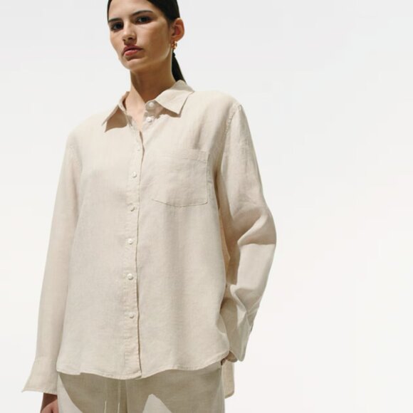 H&M Premium Linen & Cotton Blend Button Down Shirt XS - NEW - Picture 11 of 14